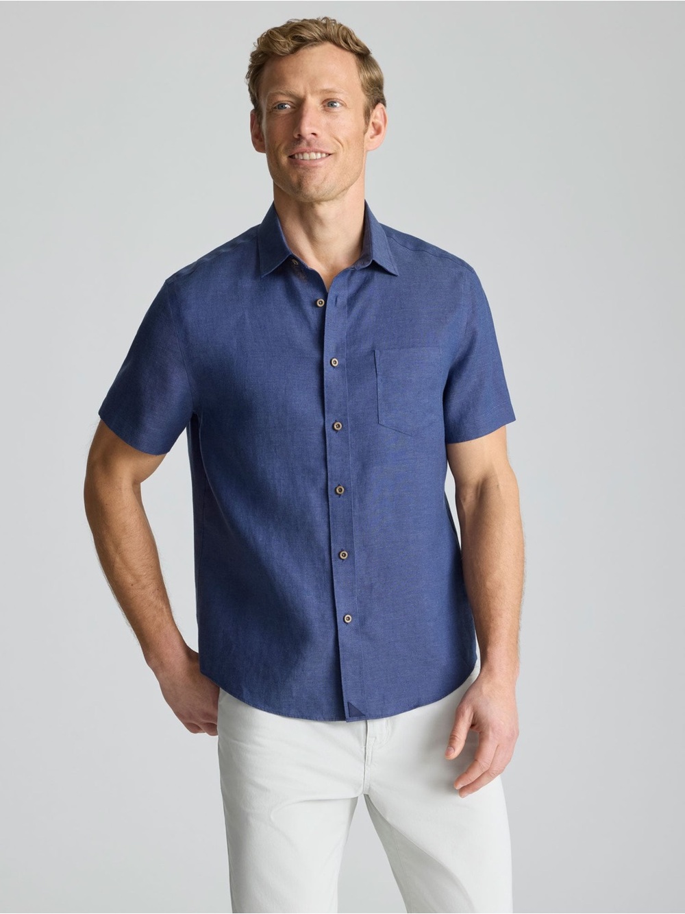 Untuckit Men's XXL Slim Fit 100% Linen Cameron Short Sleeve Shirt Wrinkle Free